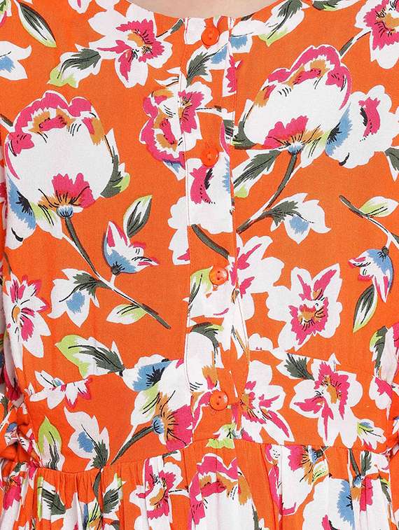 orange viscose frock - 16881219 - Standard Image - 3