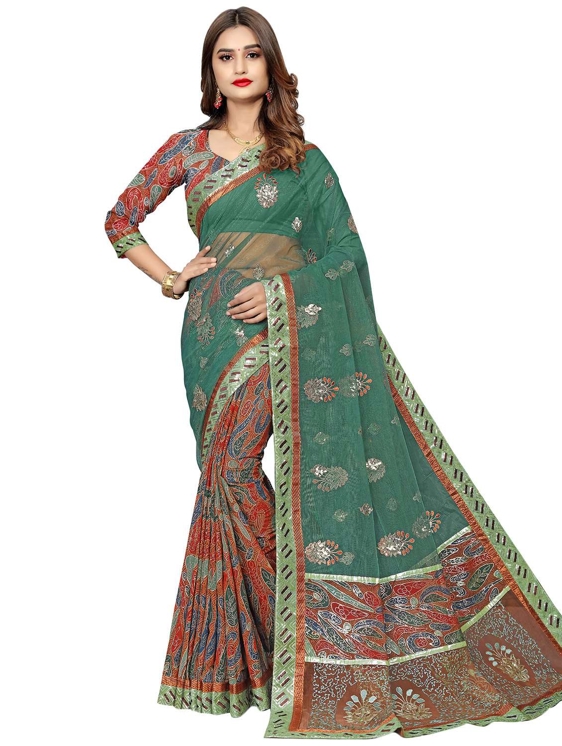 embroidered half & half saree