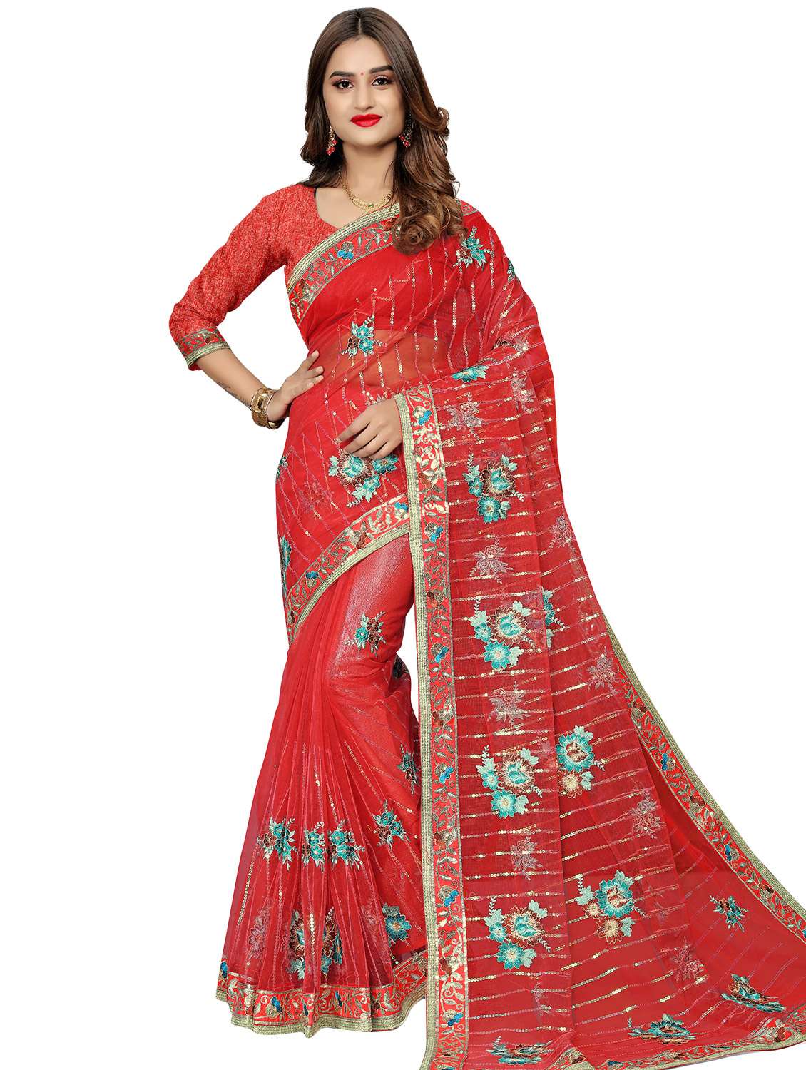 self design embroidered saree 