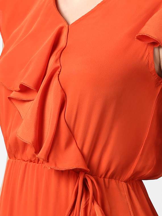 women's ruffle solid dress - 16882544 -  Standard Image - 3