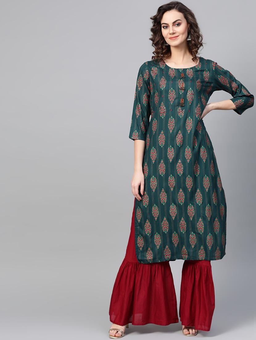 printed straight kurta - 16883355 -  Zoom Image - 0
