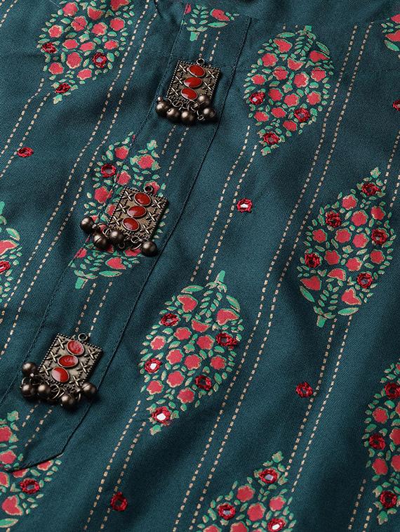 printed straight kurta - 16883355 - Standard Image - 3