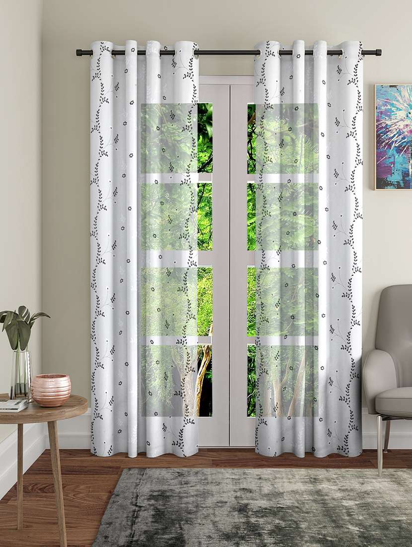  embroidery white polyester door curtains set of 2 