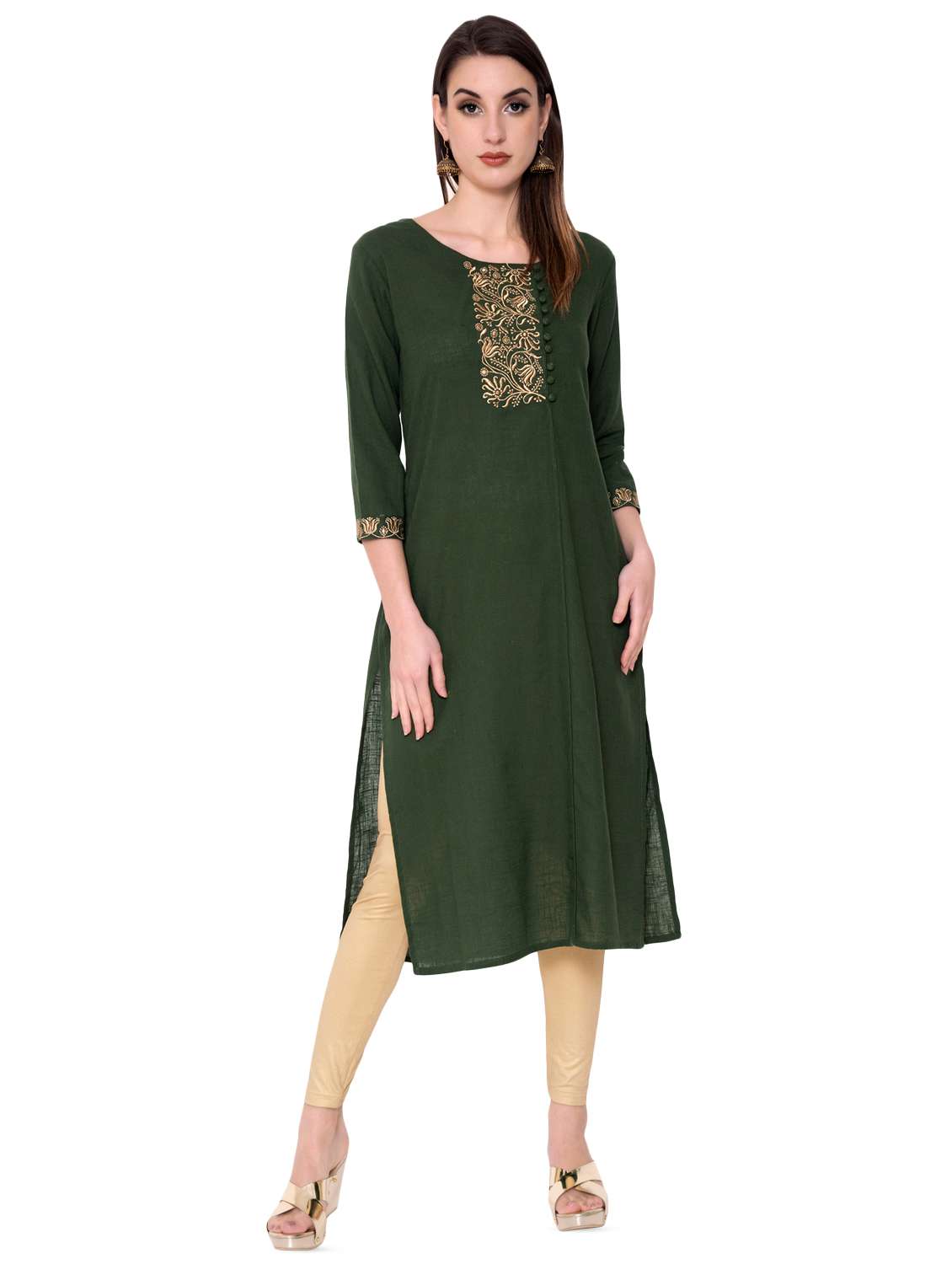 solid straight kurta - 16884064 - Zoom Image - 0