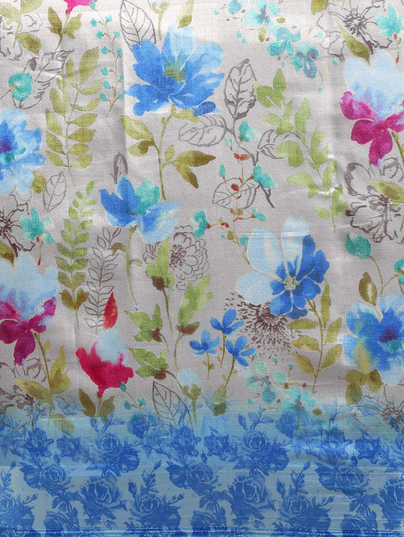 women's floral grey colored saree with blouse - 16884707 -  Standard Image - 3