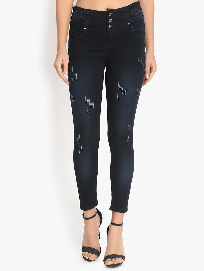 high rise distressed jeans - 16884887 - Zoom Image - 0