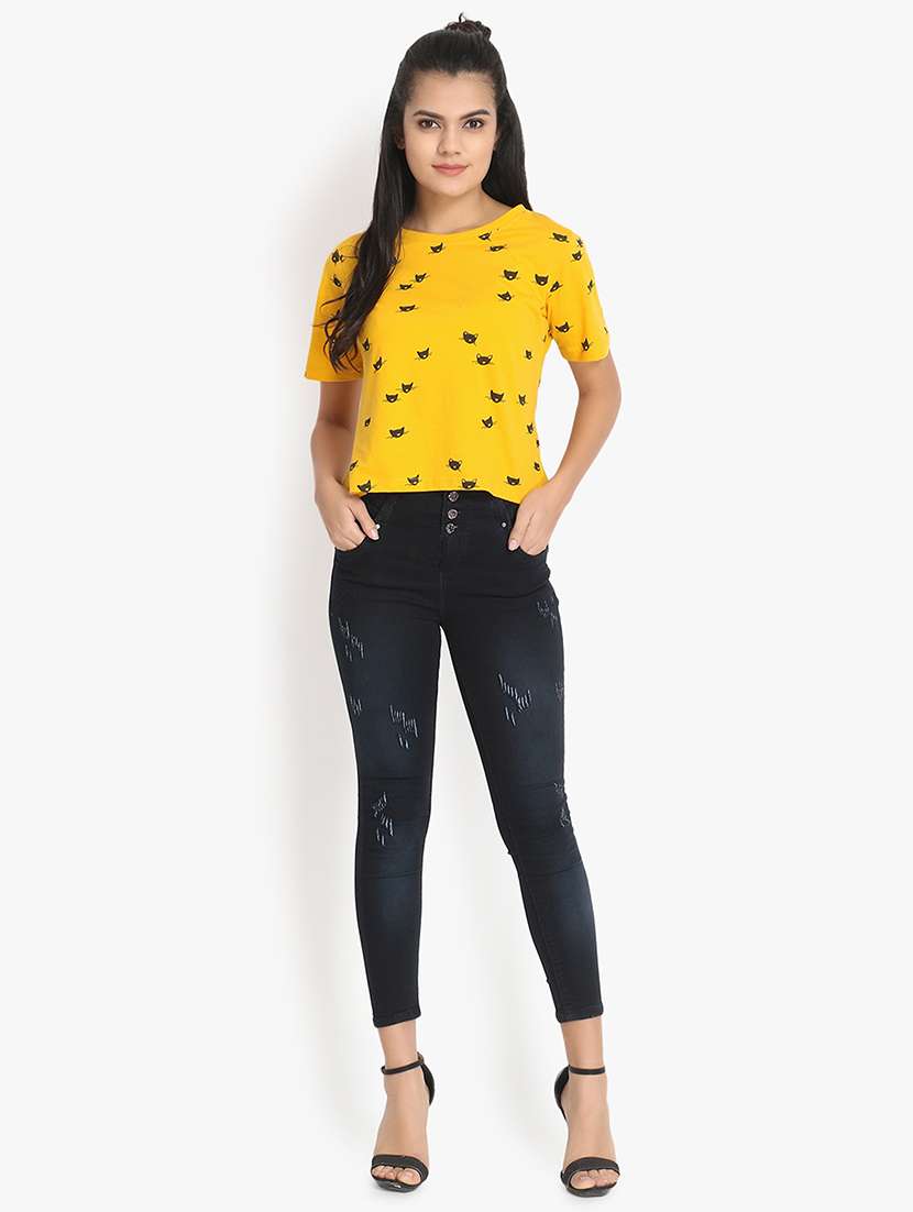 high rise distressed jeans - 16884887 - Standard Image - 3
