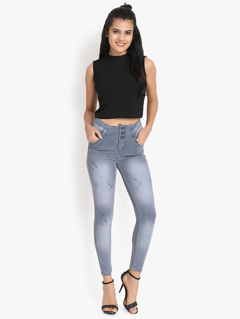 high rise stone washed jeans - 16884889 - Standard Image - 3