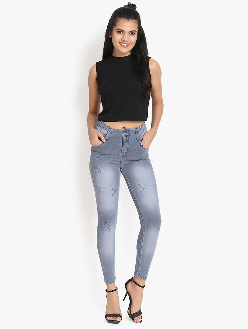 high rise stone washed jeans - 16884951 - Standard Image - 3