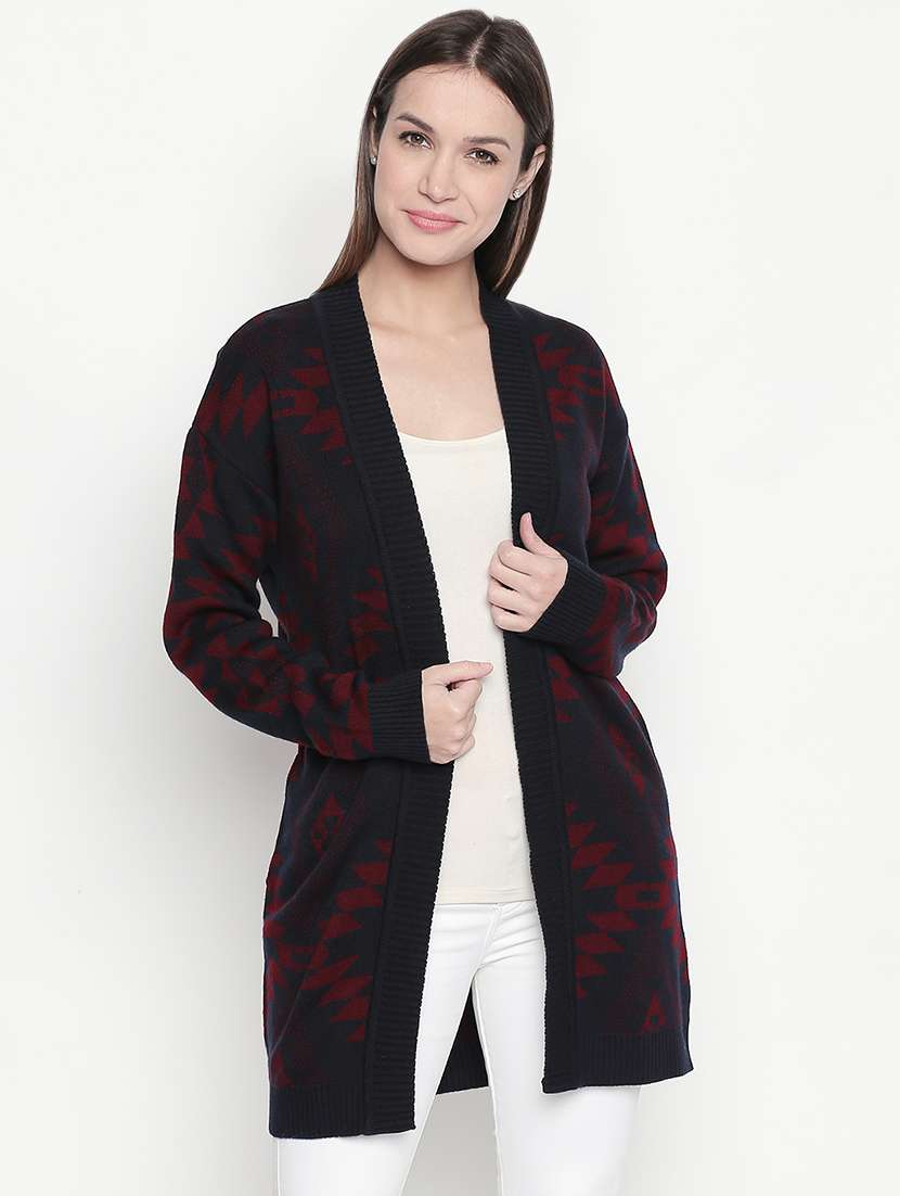 Buy online Geometric Regular Shrug from shrugs Jackets for Women