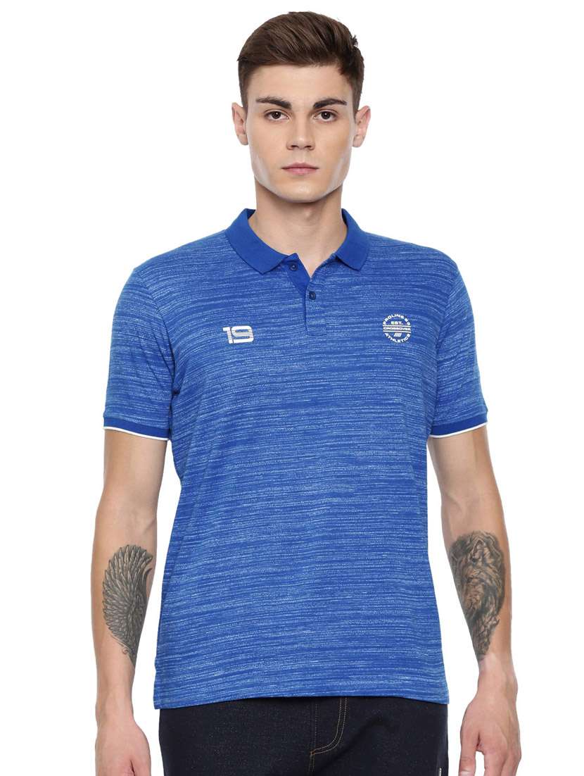Buy online Blue Collared T-shirt from 
