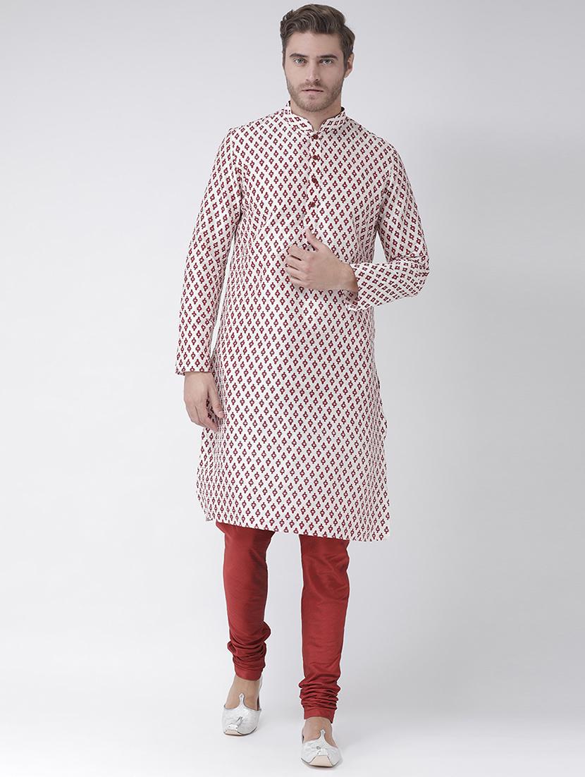 white dupion printed long kurta - 16886658 - Zoom Image - 0