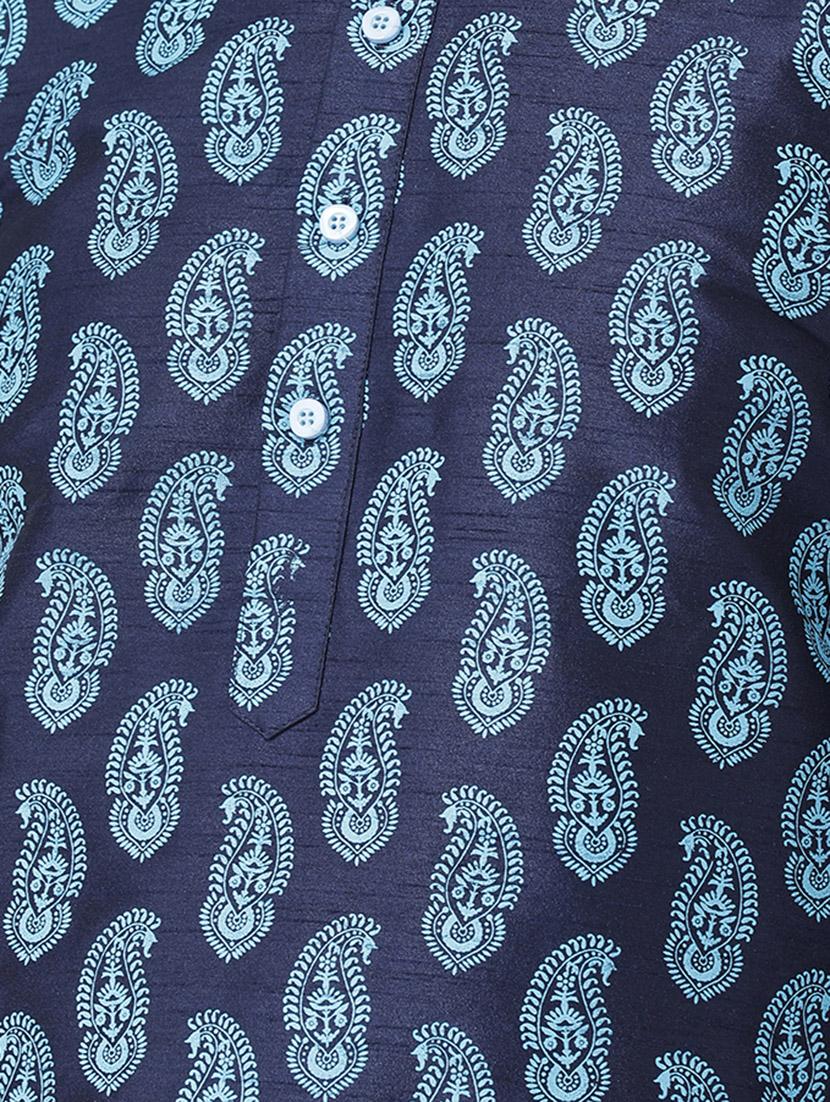 navy blue dupion long kurta - 16886660 - Standard Image - 3