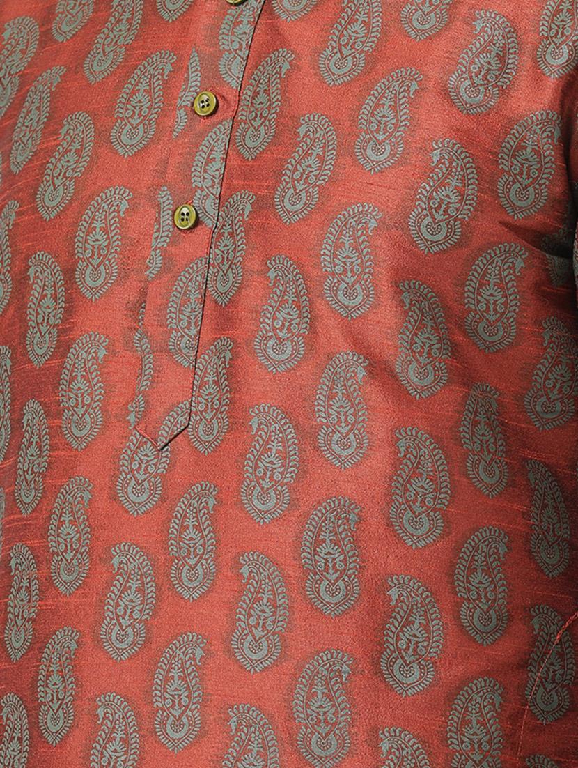 orange dupion long kurta - 16886661 - Standard Image - 3