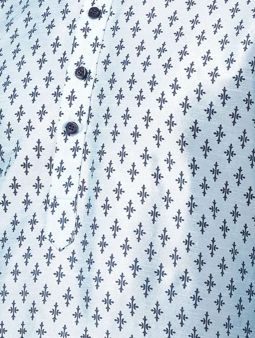 light blue dupion long kurta - 16886666 - Standard Image - 3