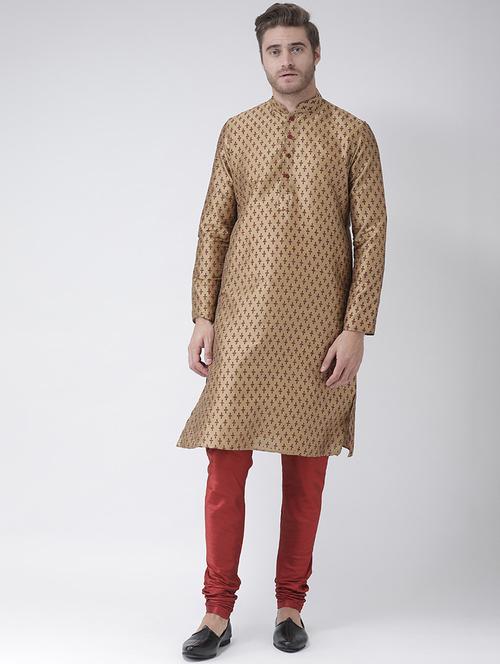 brown dupion long kurta - 16886671 - Standard Image - 0