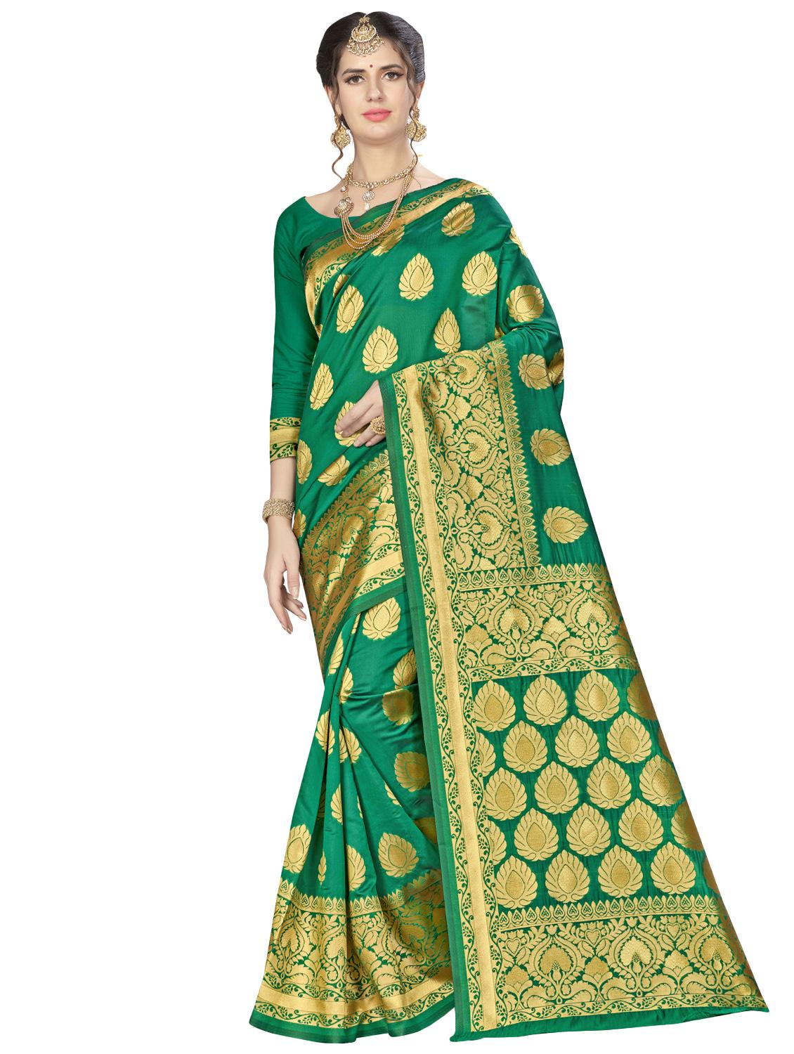 ethnic motif banarasi saree with blouse - 16887264 -  Zoom Image - 0