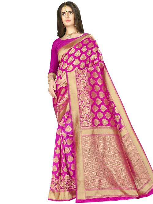 ethnic motif banarasi saree with blouse - 16887266 -  Standard Image - 0
