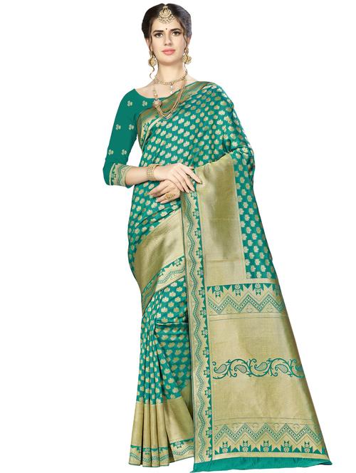 ethnic motif banarasi saree with blouse - 16887269 -  Standard Image - 0