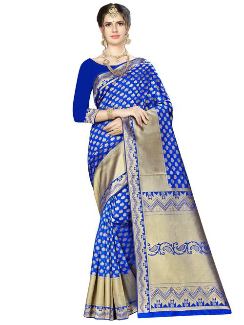 ethnic motif banarasi saree with blouse - 16887271 -  Standard Image - 0