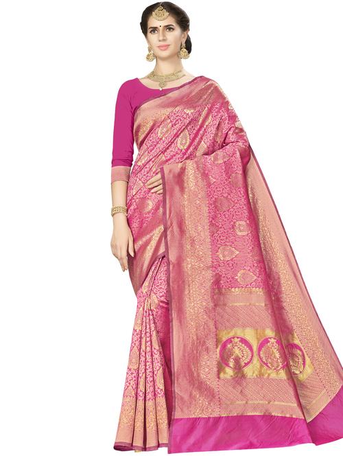 printed banarasi saree with blouse - 16887273 -  Standard Image - 0