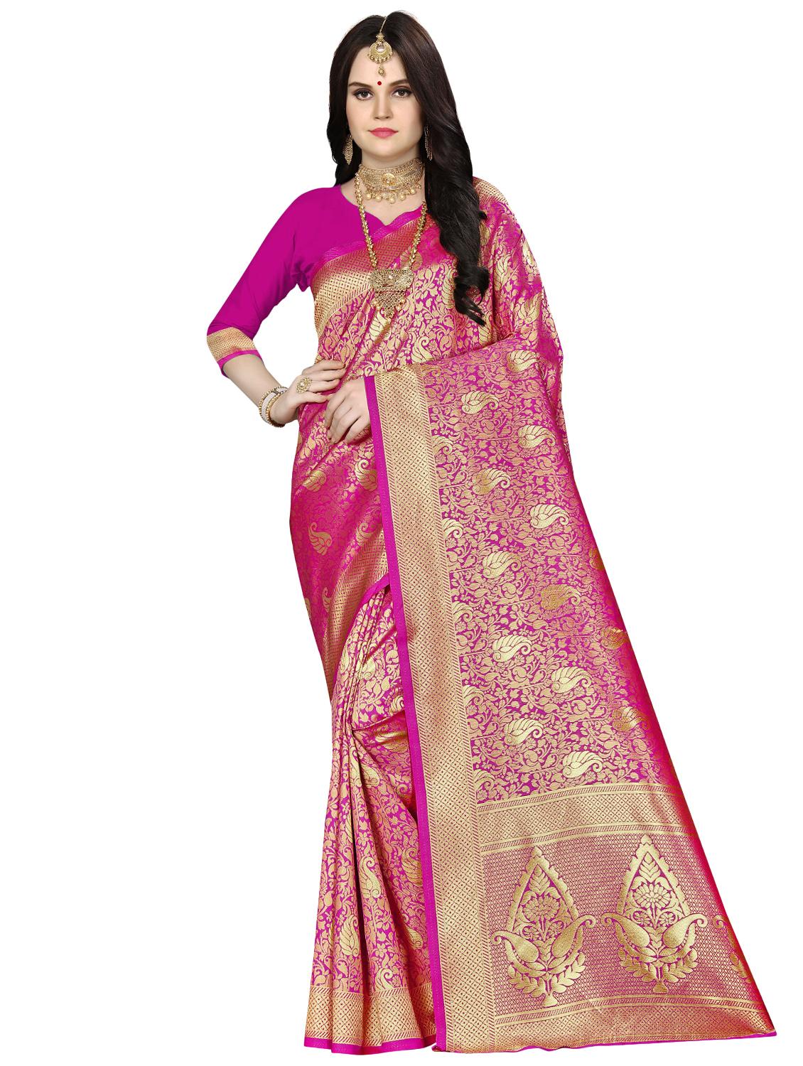 self design banarasi saree with blouse - 16887279 - Zoom Image - 0