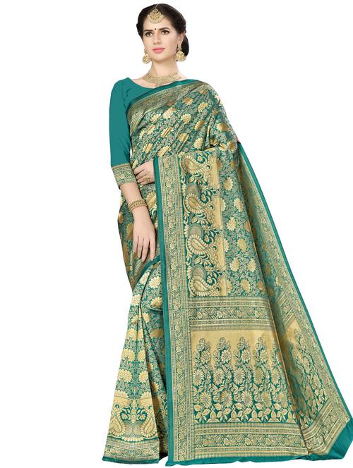 self design banarasi saree with blouse - 16887284 - Standard Image - 0