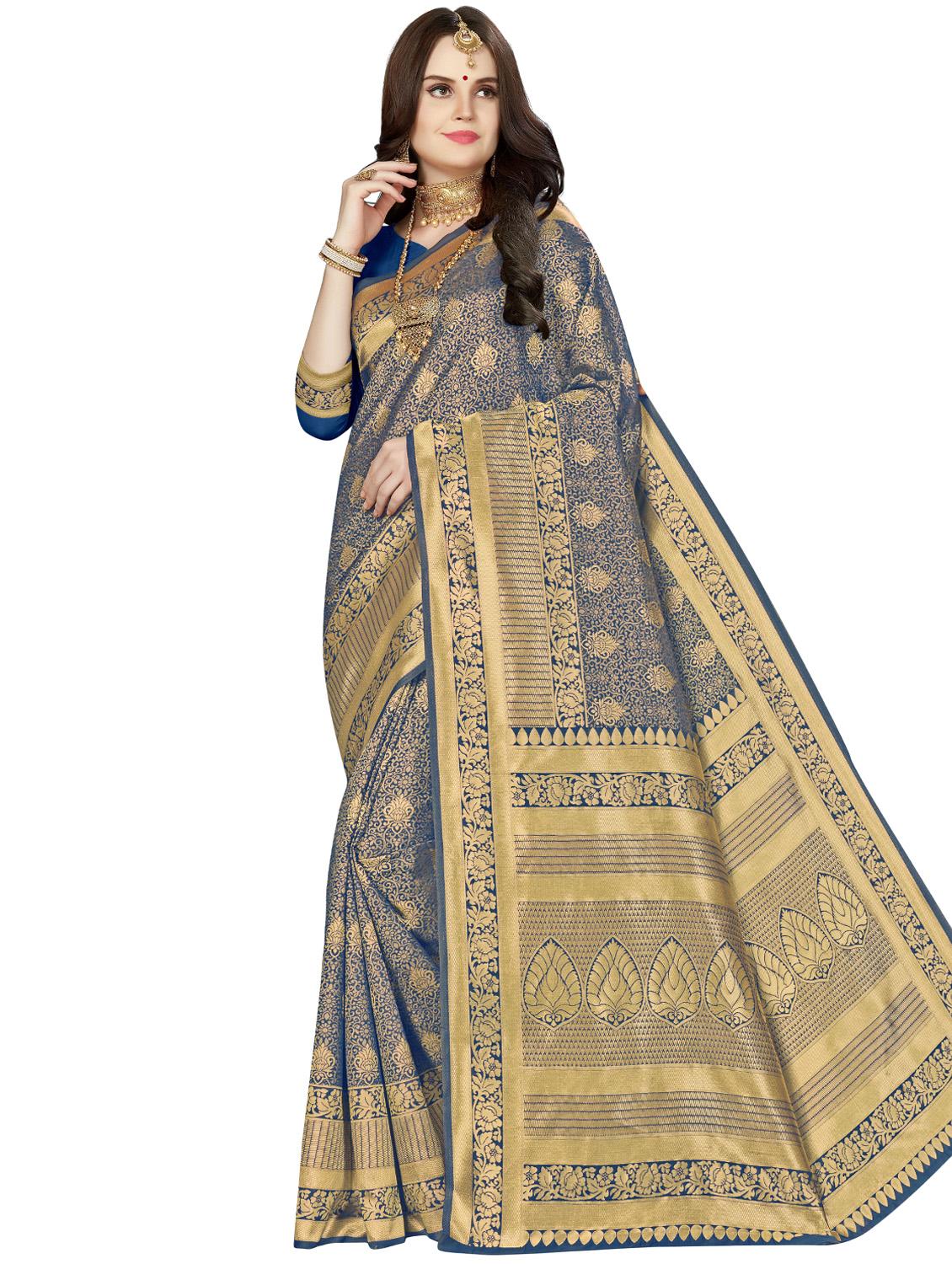 self design banarasi saree with blouse - 16887287 - Zoom Image - 0