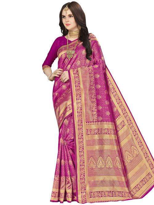 self design banarasi saree with blouse - 16887289 - Standard Image - 0