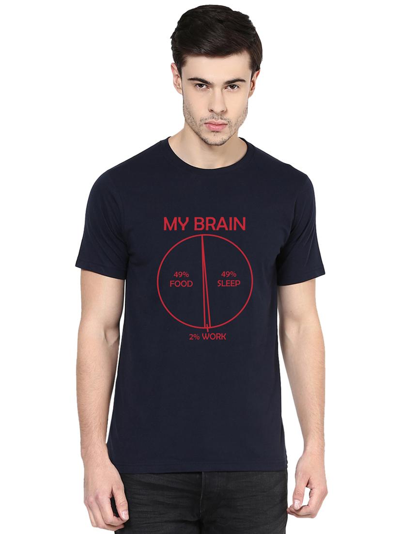 navy blue chest print t-shirt - 16887313 - Zoom Image - 0