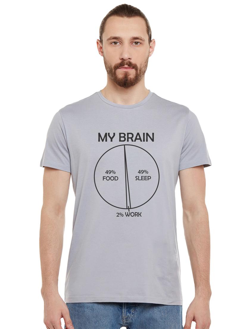 grey chest print t-shirt - 16887314 -  Zoom Image - 0