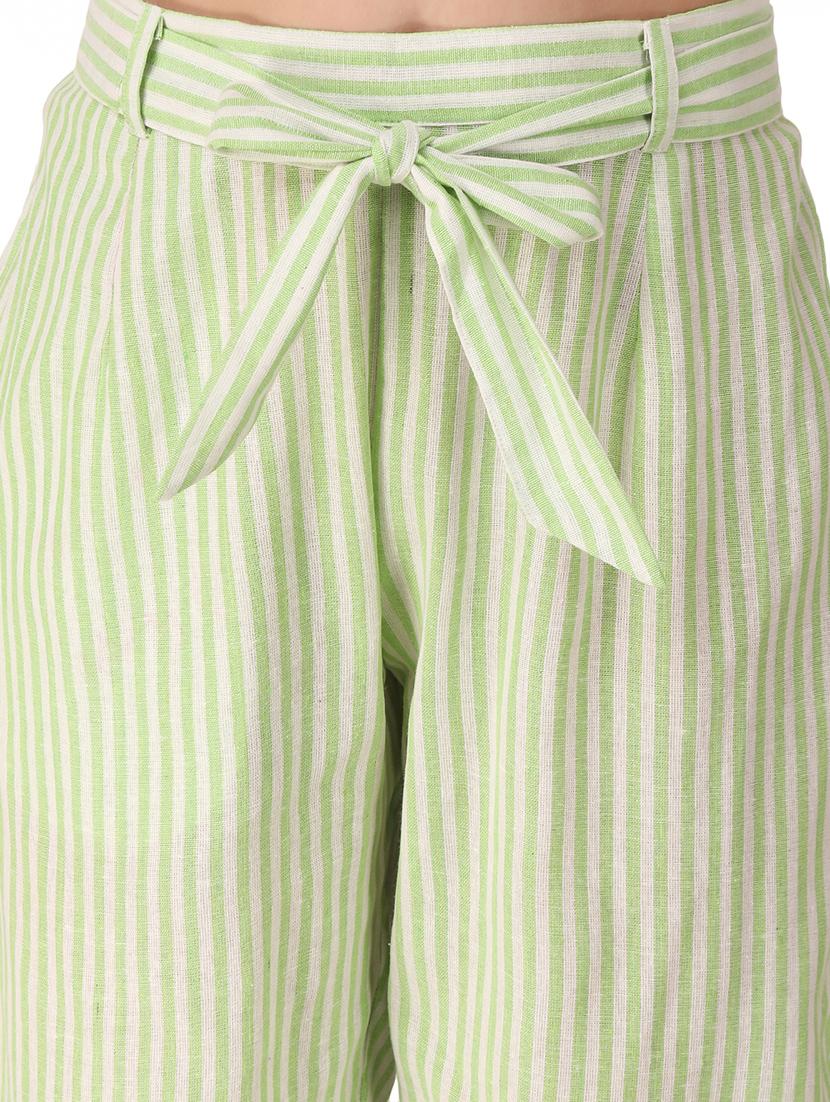 tie front striped trouser - 16888307 - Standard Image - 3
