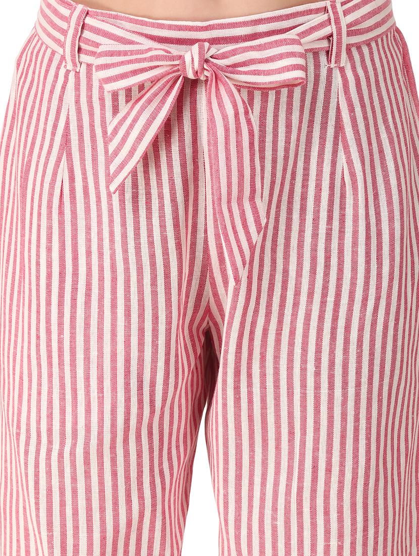 tie front striped trouser - 16888308 - Standard Image - 3