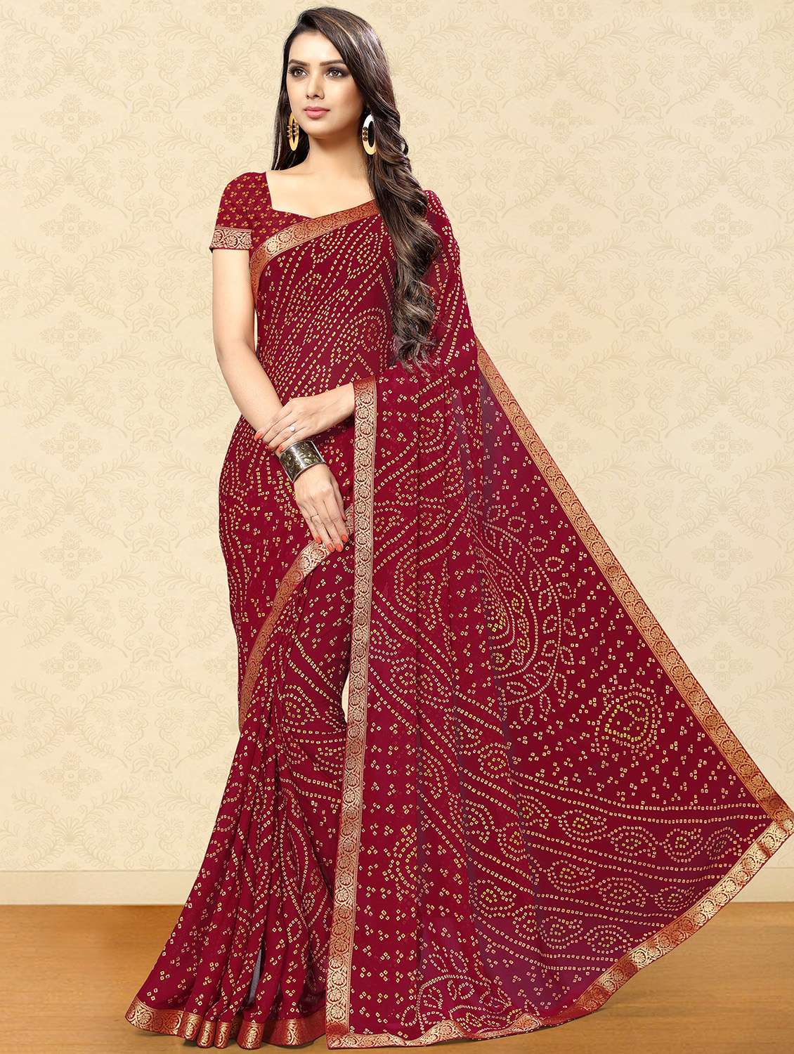 bandhani woven saree with blouse