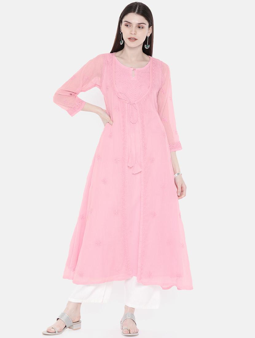 chikankari a-line kurta - 16889775 -  Zoom Image - 0