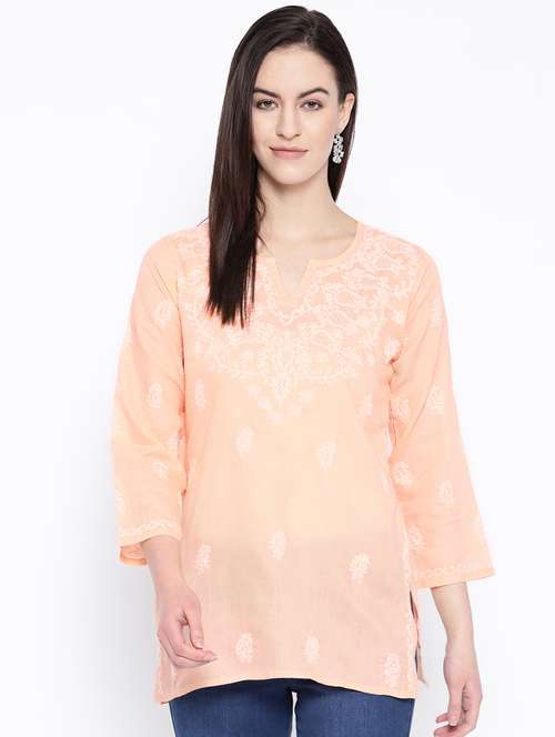 chikankari straight short kurti - 16889787 - Standard Image - 0