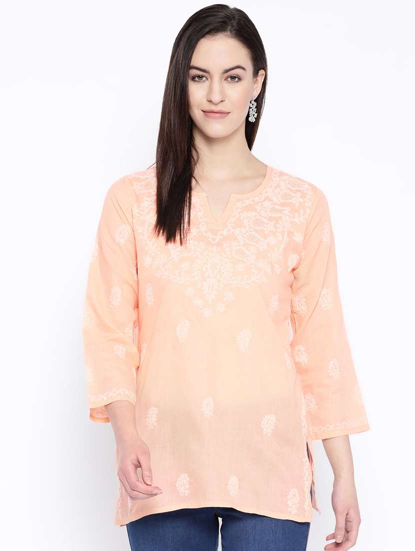 chikankari straight short kurti - 16889787 - Zoom Image - 0