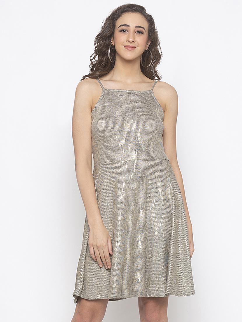 cami neck metallic  fit & flare dress - 16889864 -  Zoom Image - 0