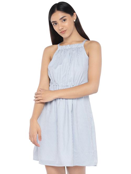 halter neck striped a-line dress - 16889875 - Standard Image - 0