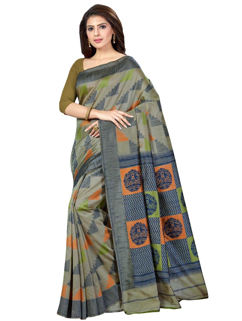 printed banarasi saree with blouse - 16891170 - Zoom Image - 0