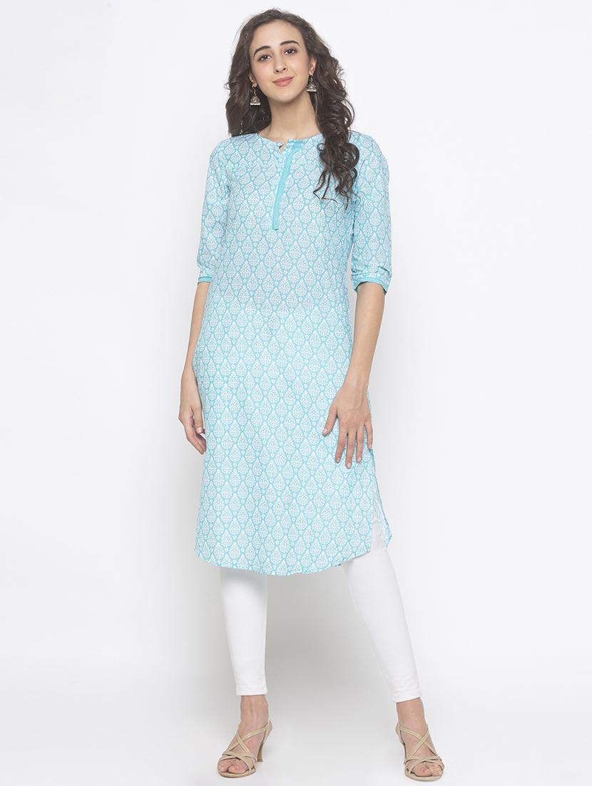 printed straight kurta - 16891222 - Zoom Image - 0