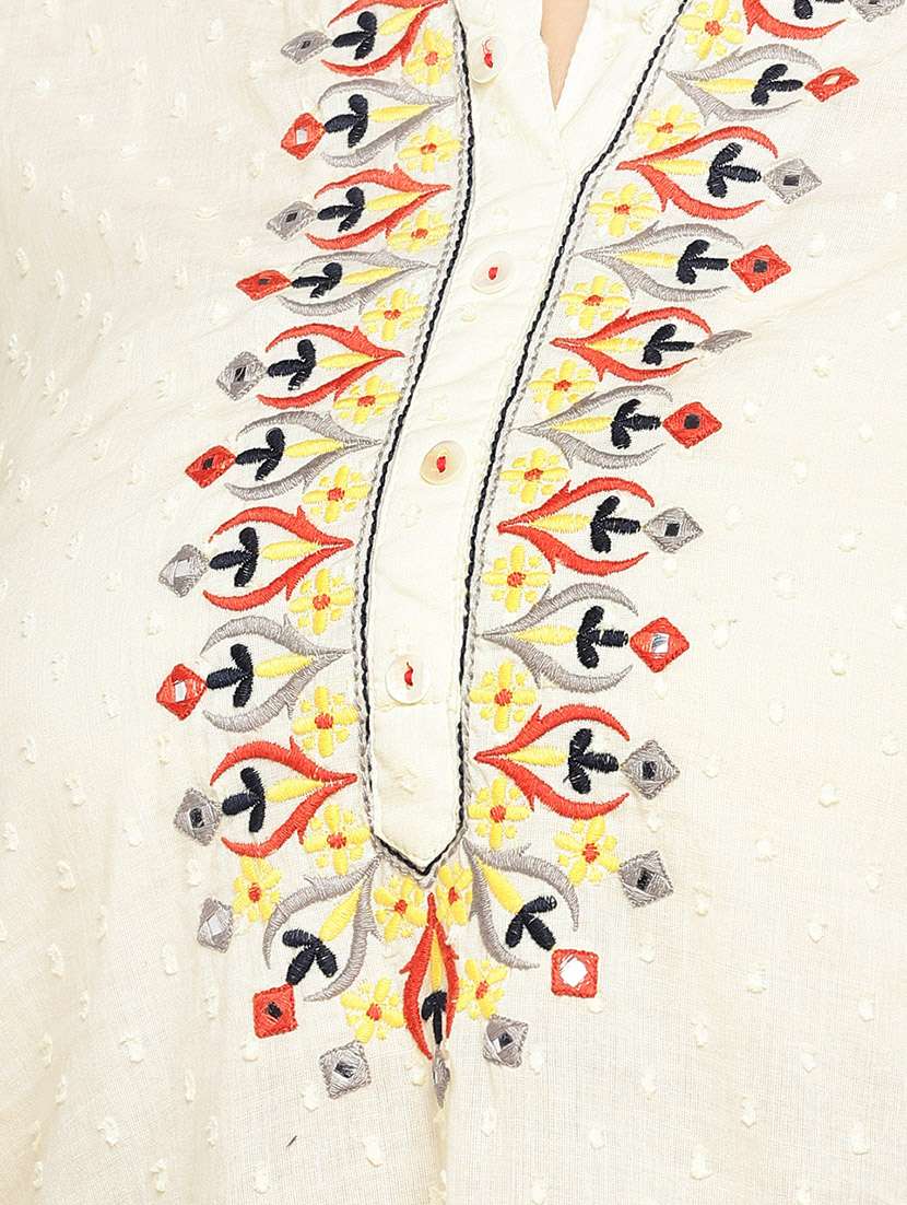 yoke embroidered straight kurta  - 16891223 -  Standard Image - 3