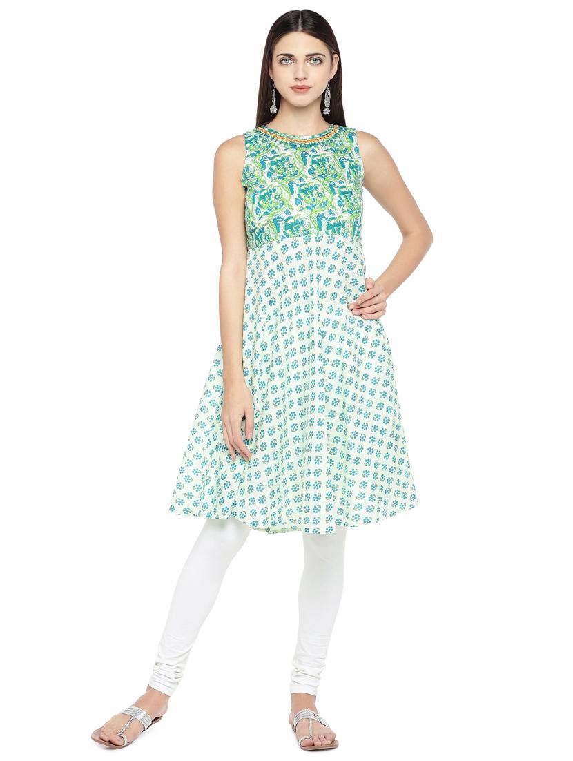 floral flared kurta - 16891249 - Zoom Image - 0