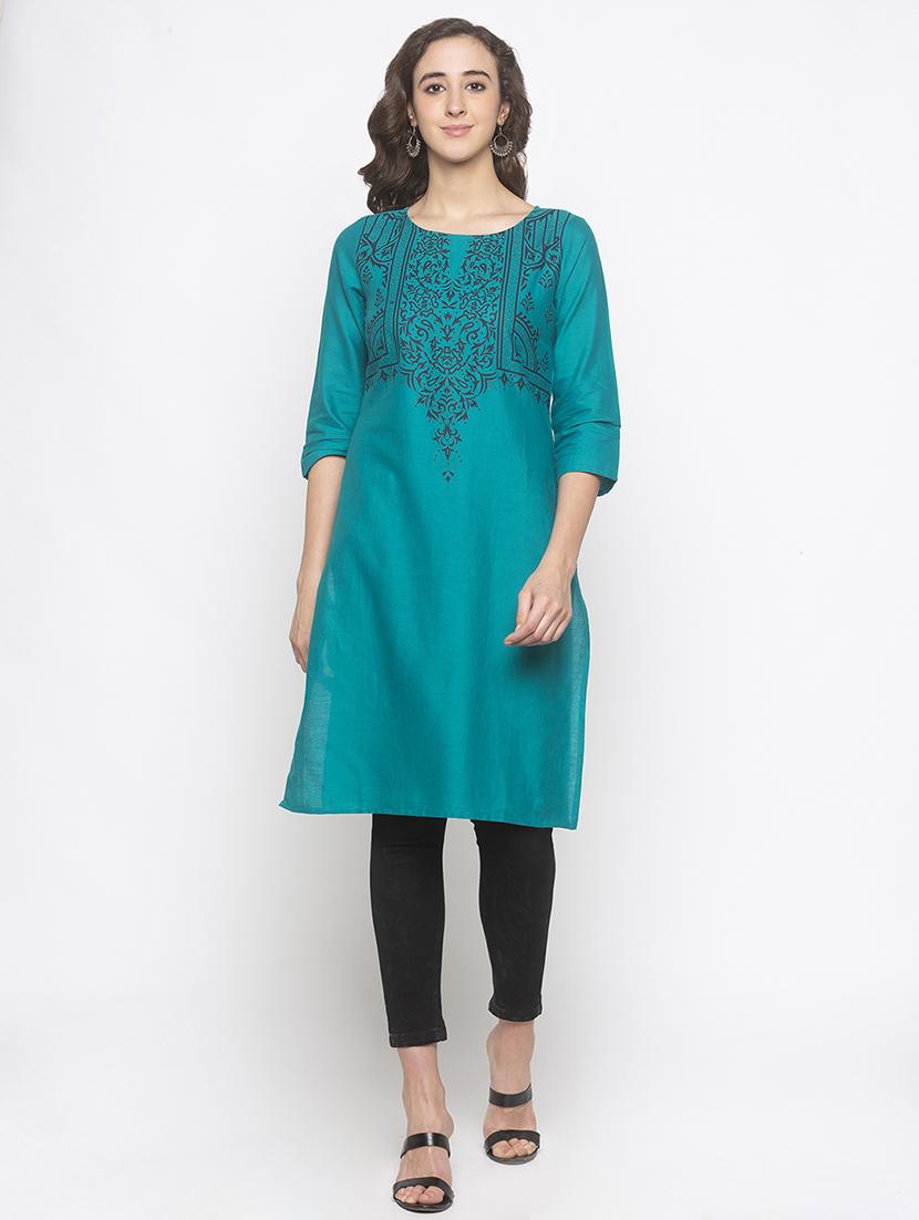 printed yoke straight kurta - 16891271 - Zoom Image - 0