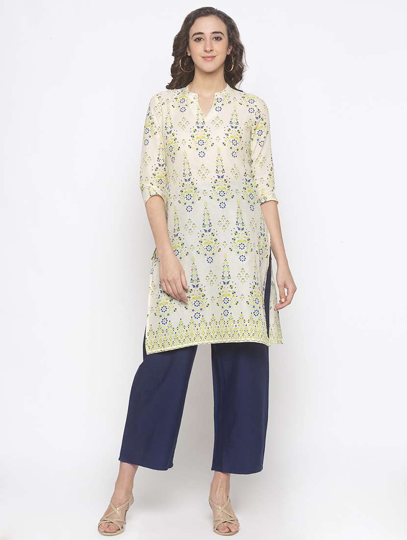 floral straight kurta - 16891278 - Zoom Image - 0