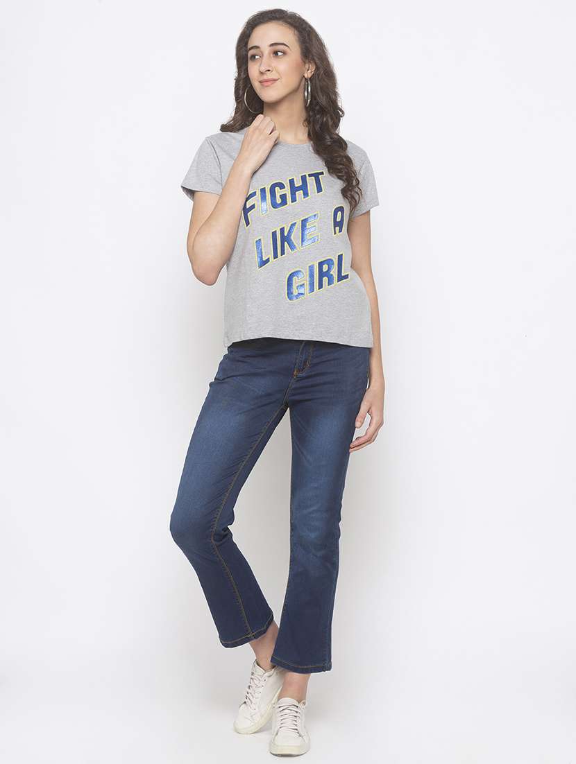 women's front print round neck t-shirt - 16891412 -  Standard Image - 3