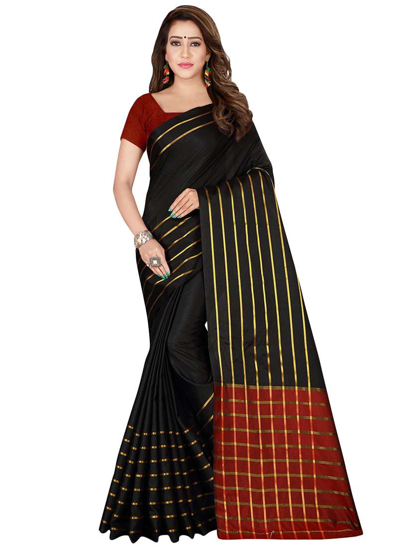 striped woven saree with blouse - 16893272 - Zoom Image - 0