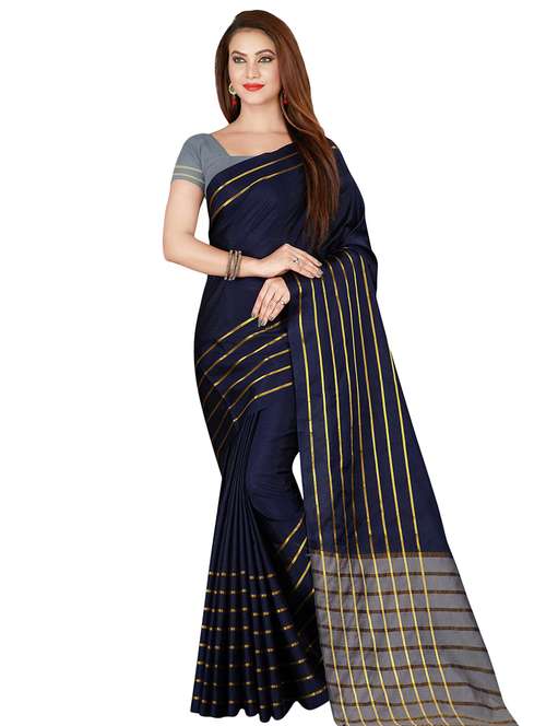 striped woven saree with blouse - 16893273 - Standard Image - 0