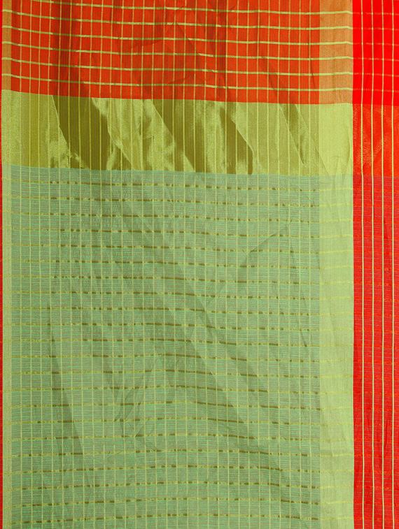 checkered tant saree with blouse - 16893282 - Standard Image - 3