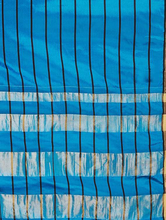 women's stripes turquoise colored saree - 16893286 -  Standard Image - 3
